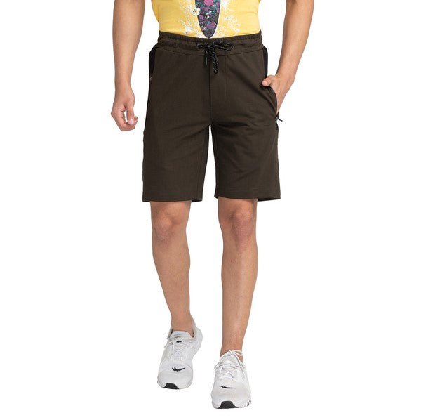 Olive Regular Fit Shorts For Men By Being Human Clothing main image 0