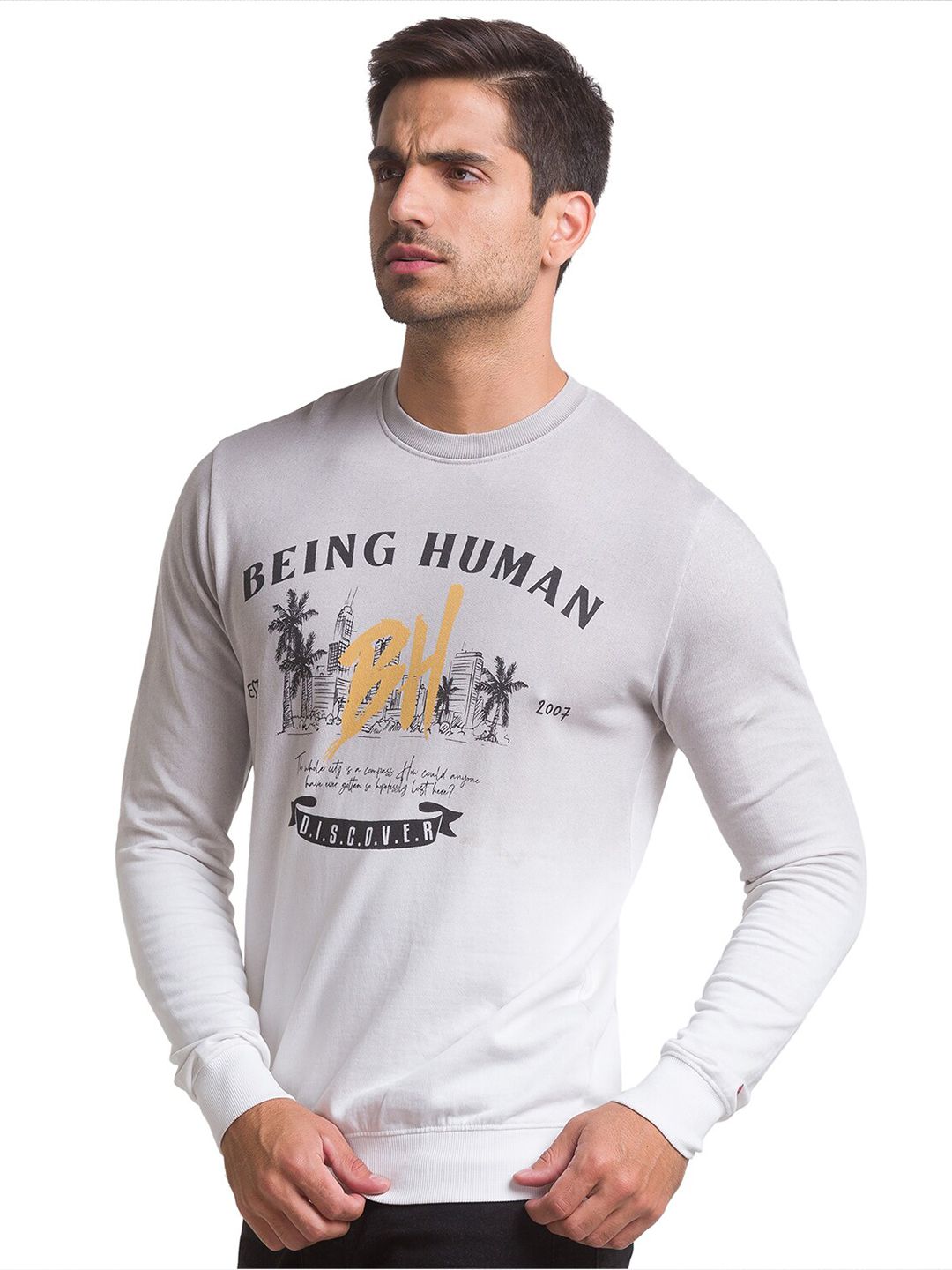 Being Human Mens Regular Fit Sweatshirt - White