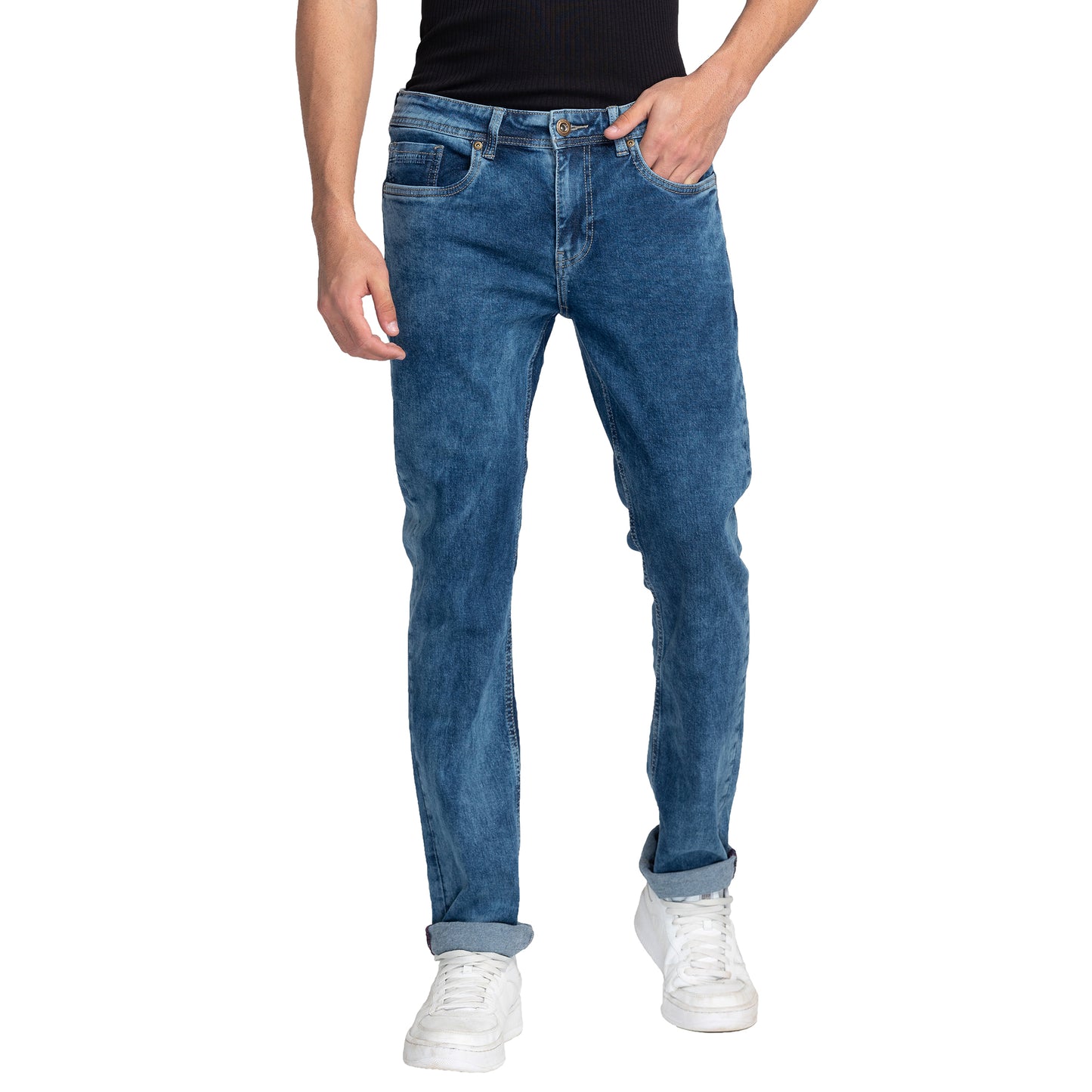 Being Human Mens Slim Straight Fit Denim - Mid Tone