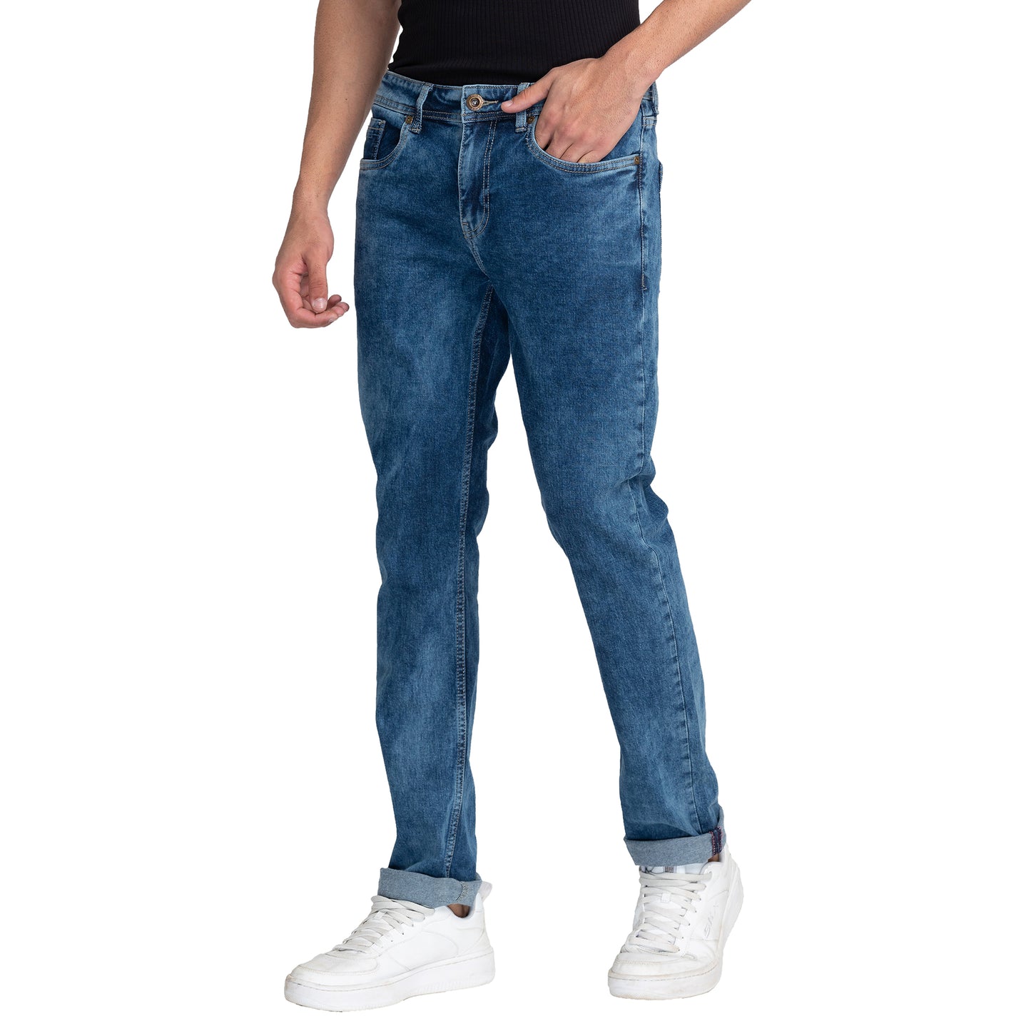 Being Human Mens Slim Straight Fit Denim - Mid Tone