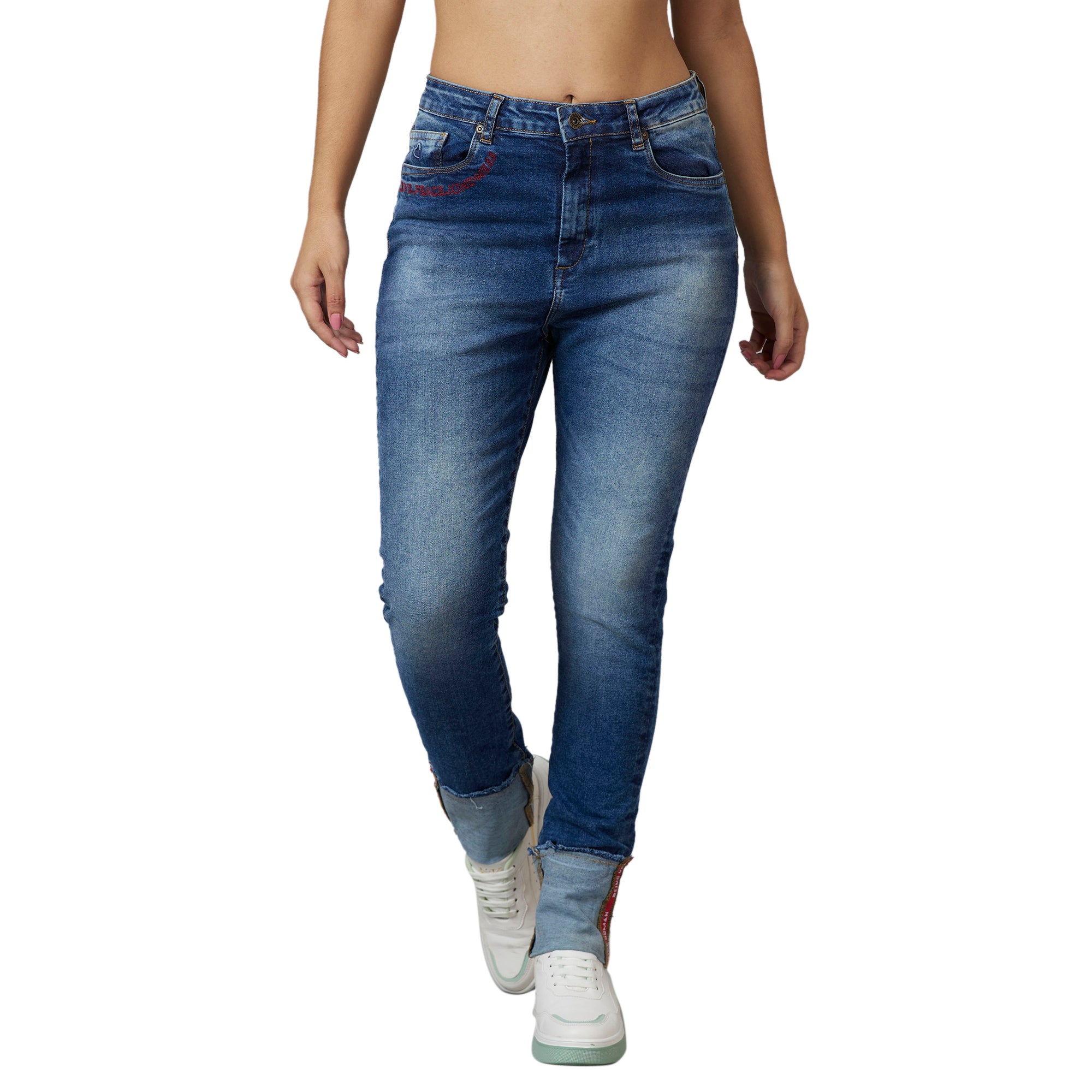 White Slim Straight Fit Men's Denims by Being Human Clothing