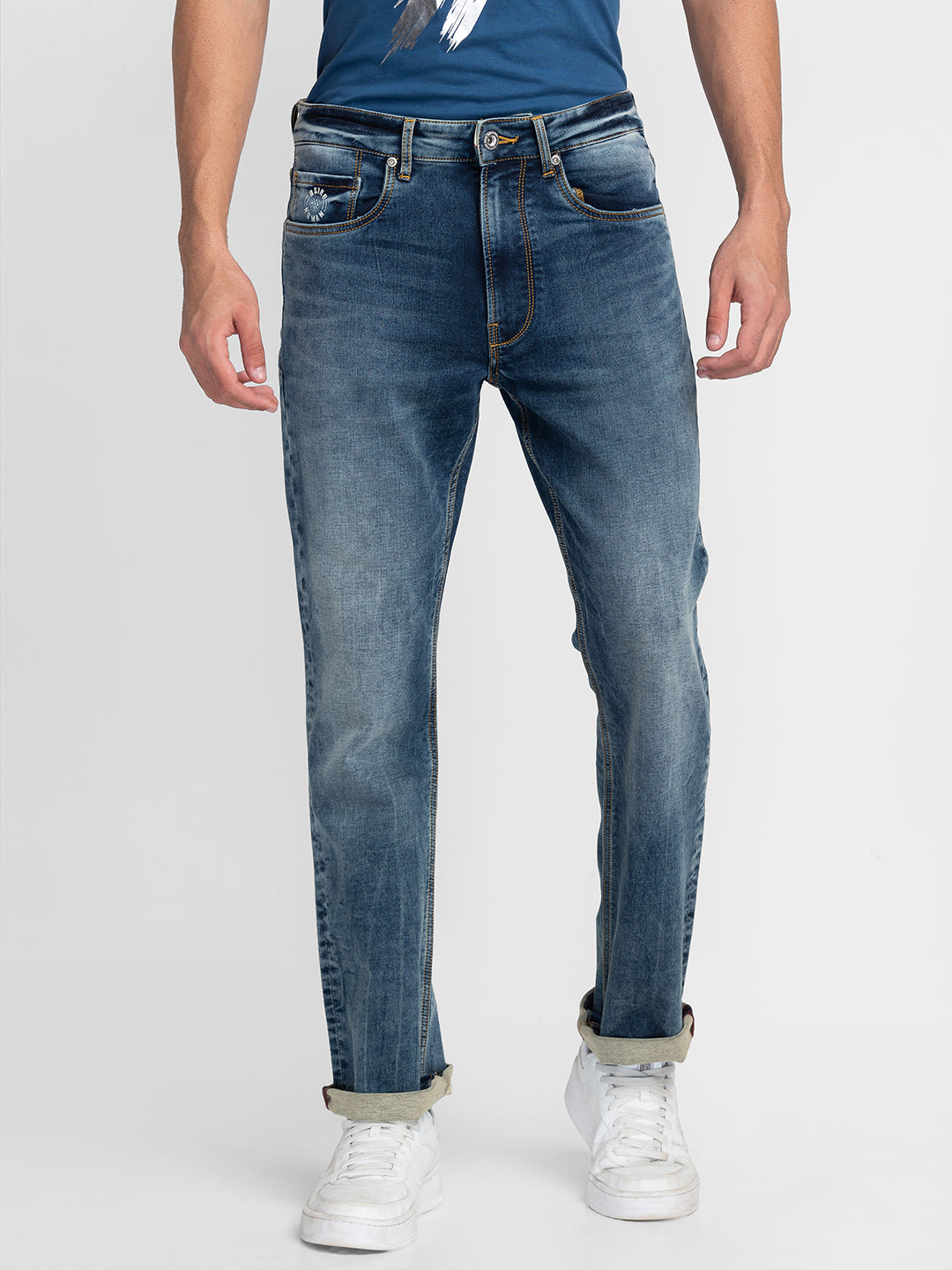 Being Human Mens Boot Cut Fit Denim - Mid Tone