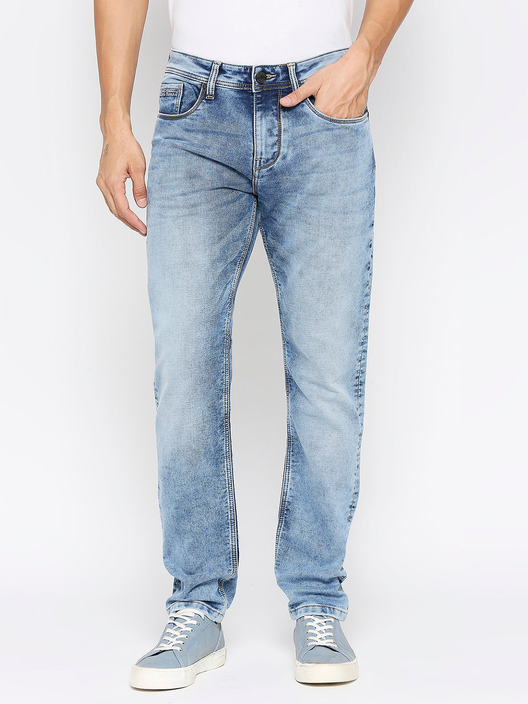 Being Human Mens Slim Fit Denim - Light Tone