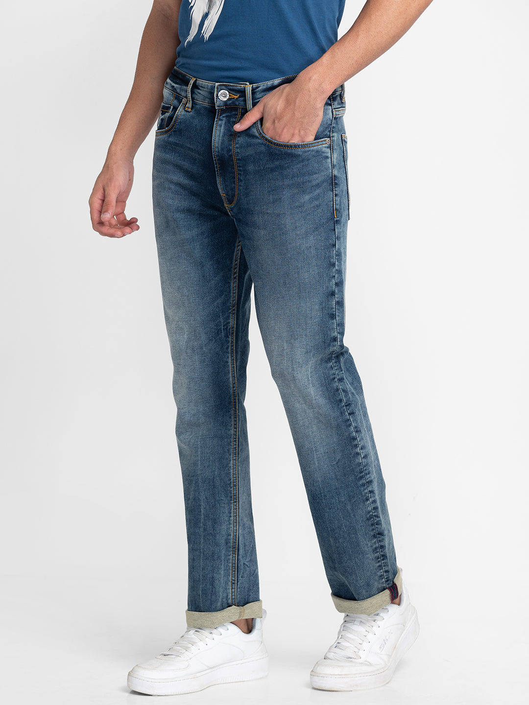 Being Human Mens Boot Cut Fit Denim - Mid Tone