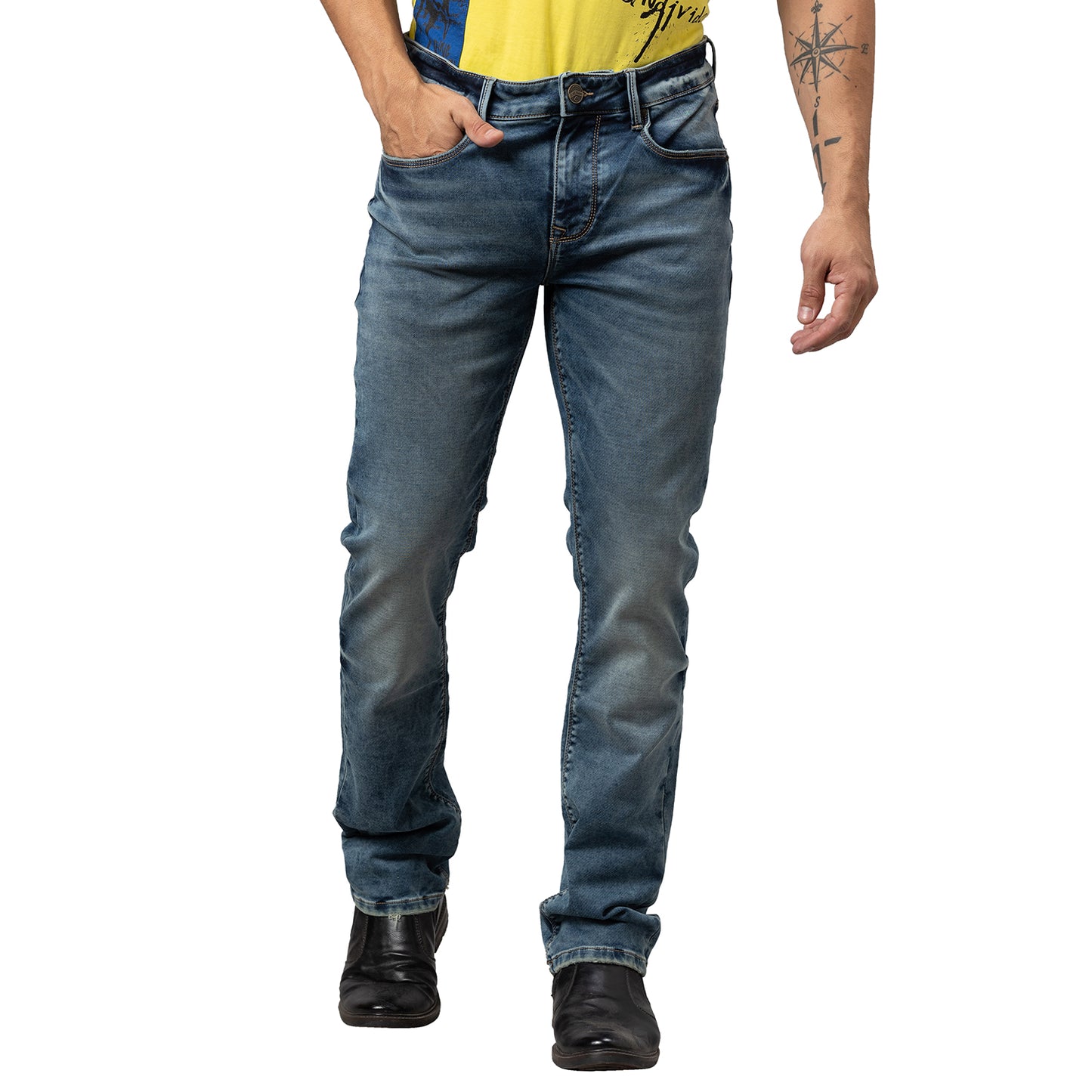 Being Human Mens Slim Straight Fit Denim - Light Tone
