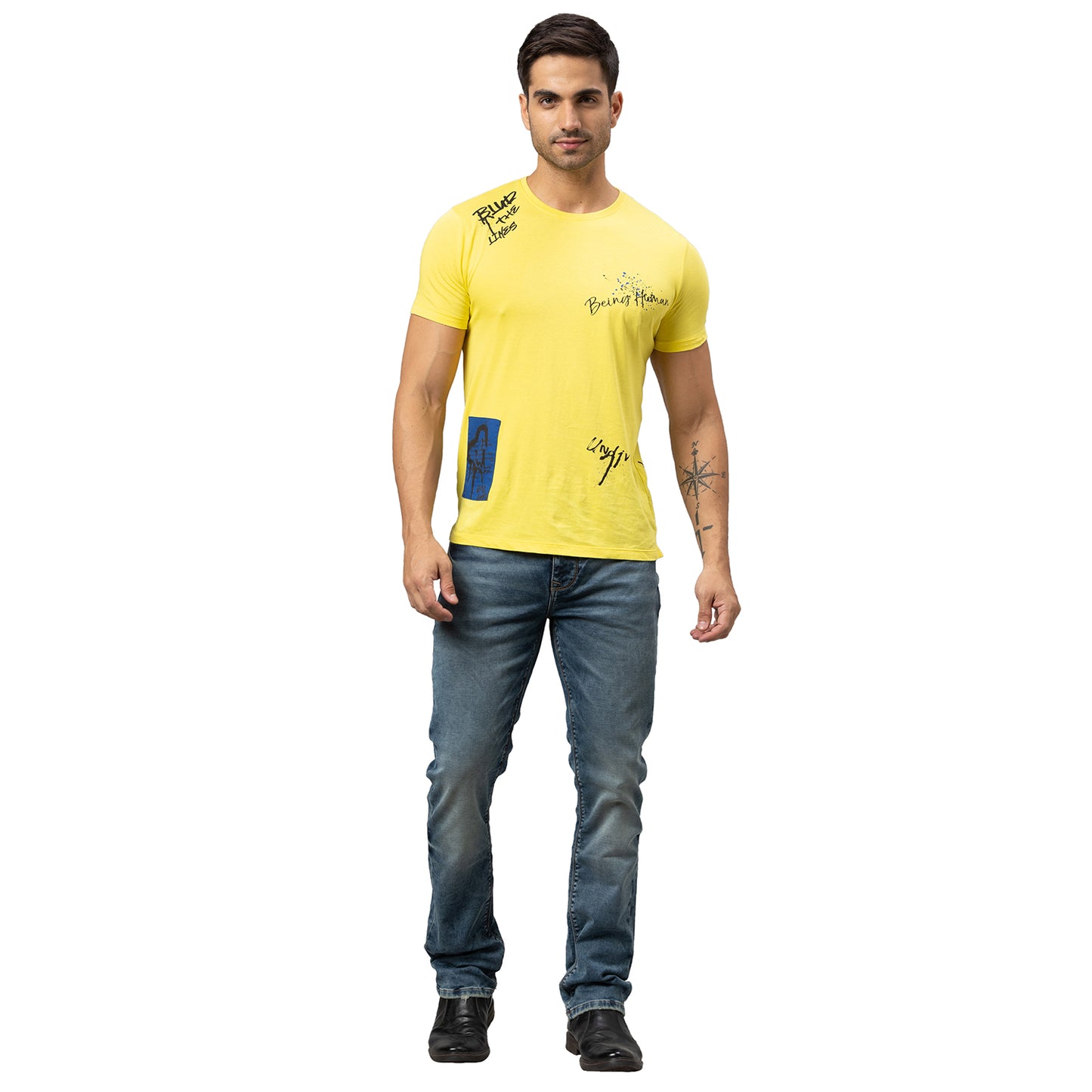 Being Human Mens Slim Straight Fit Denim - Light Tone