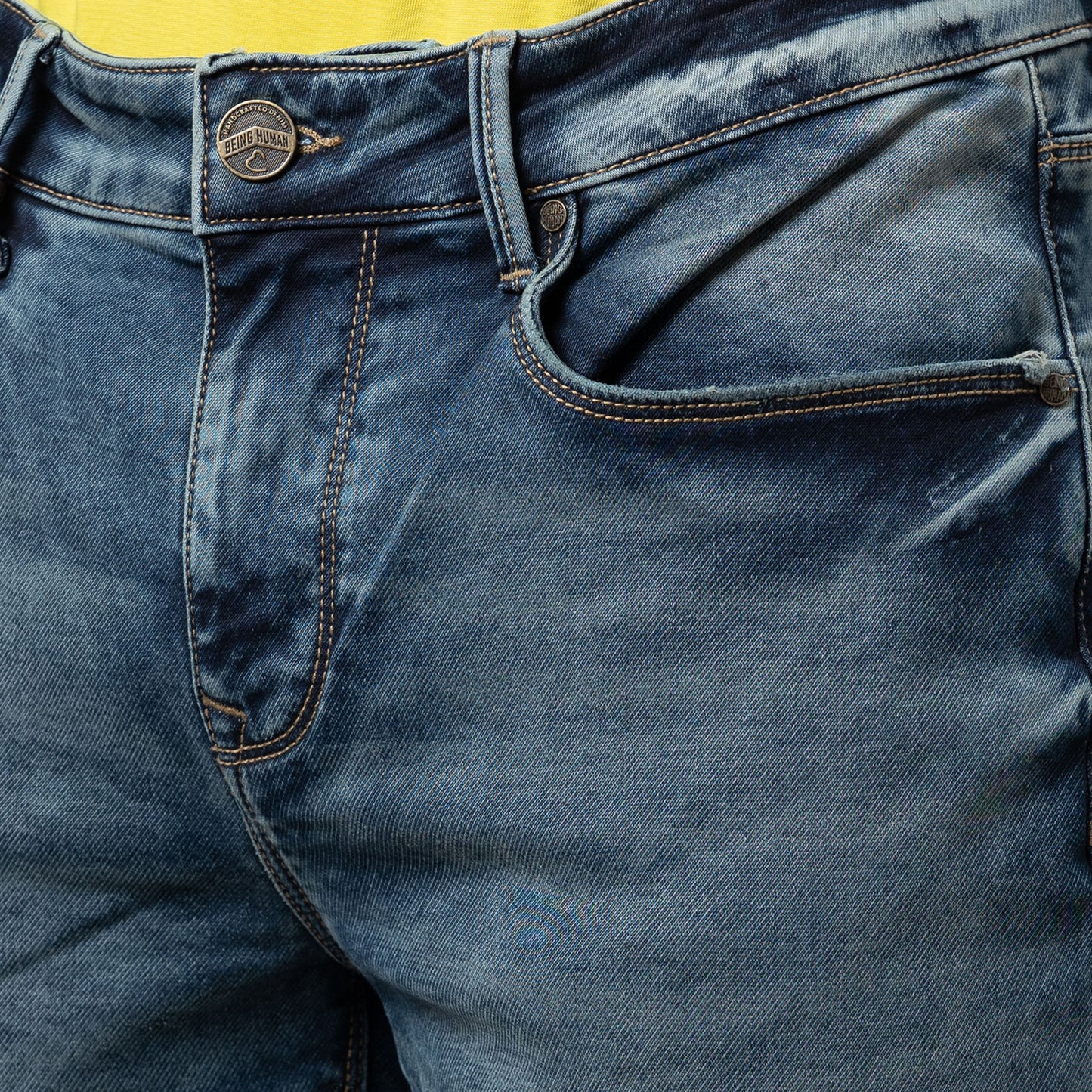 Being Human Mens Slim Straight Fit Denim - Light Tone