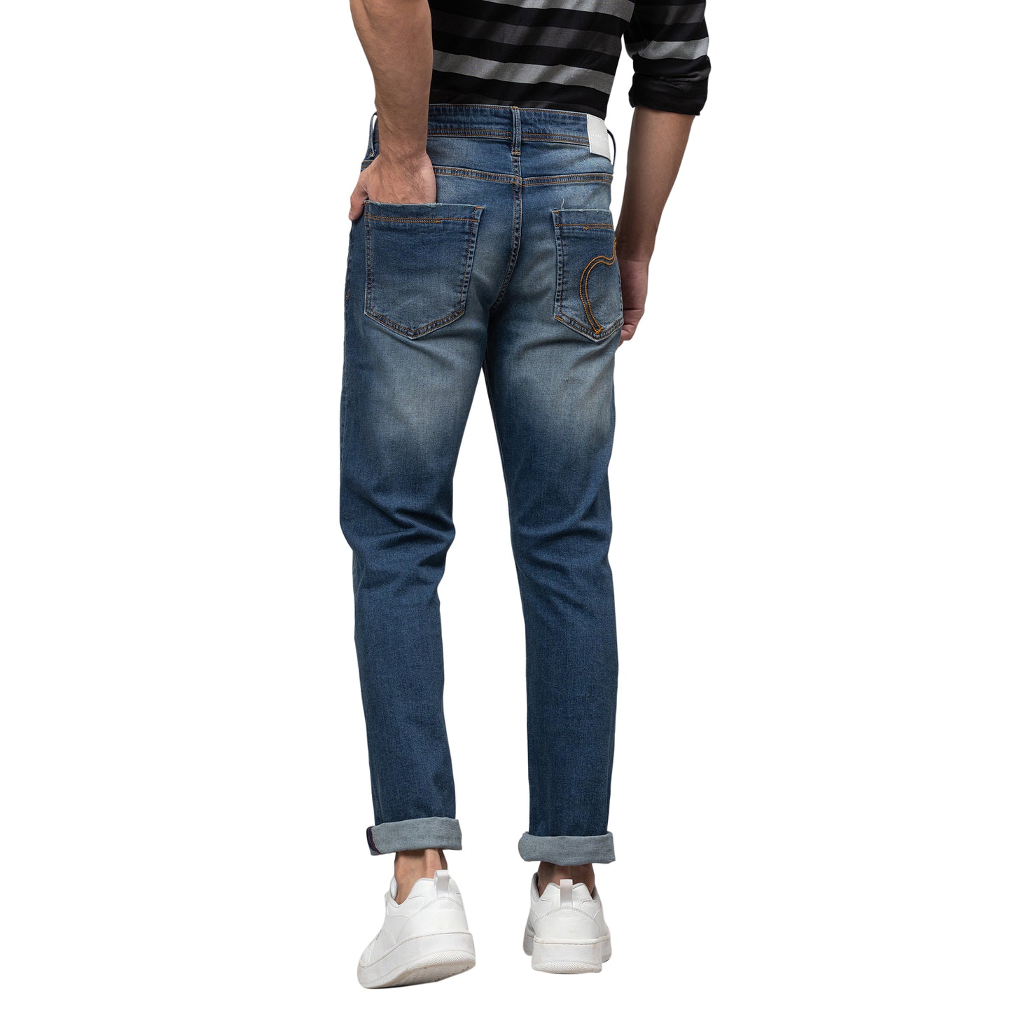 Being Human Mens Slim Straight Fit Denim - Mid Tone