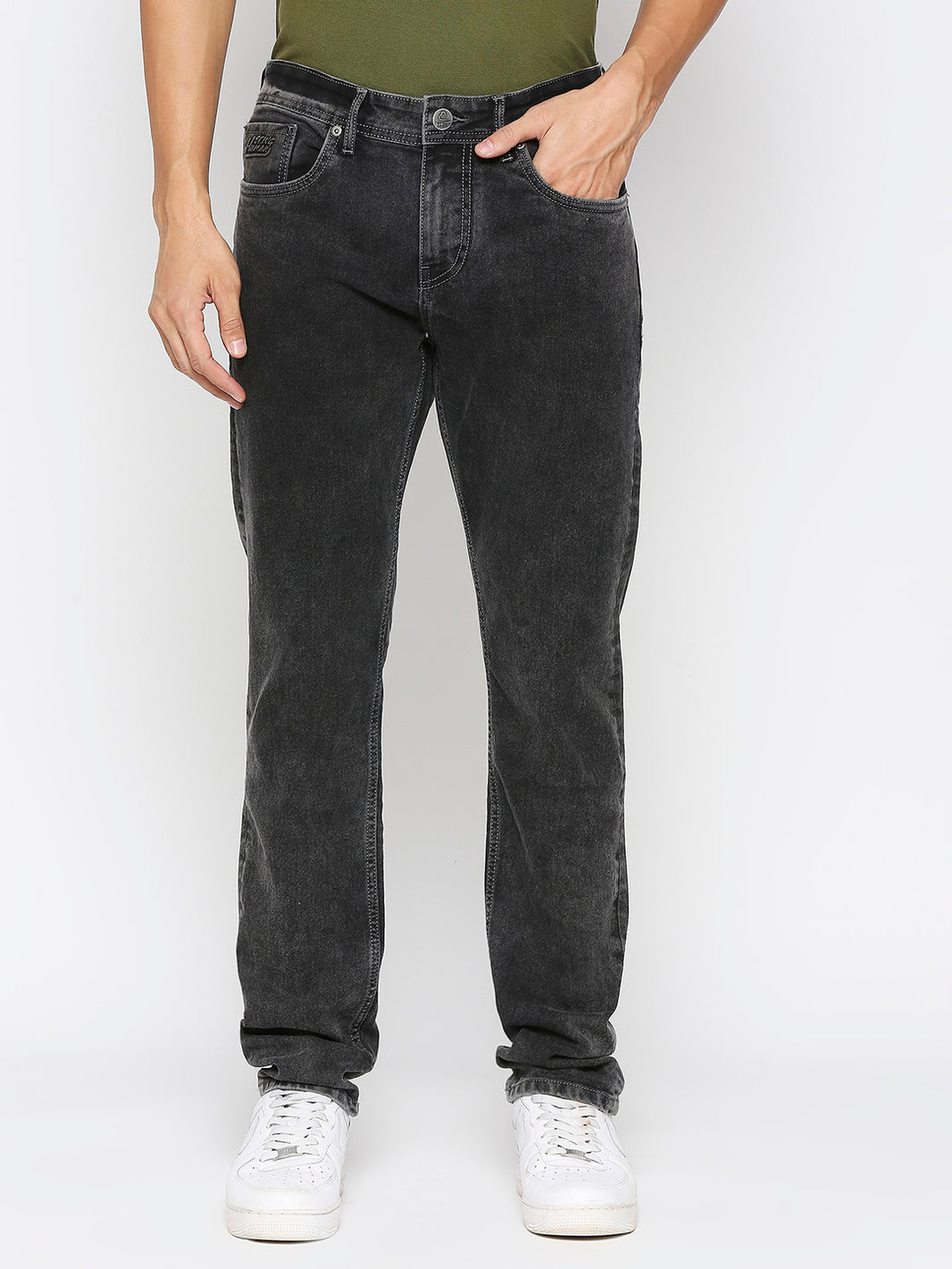 Dark Black Skinny Fit Denims For Men By Being Human Clothing