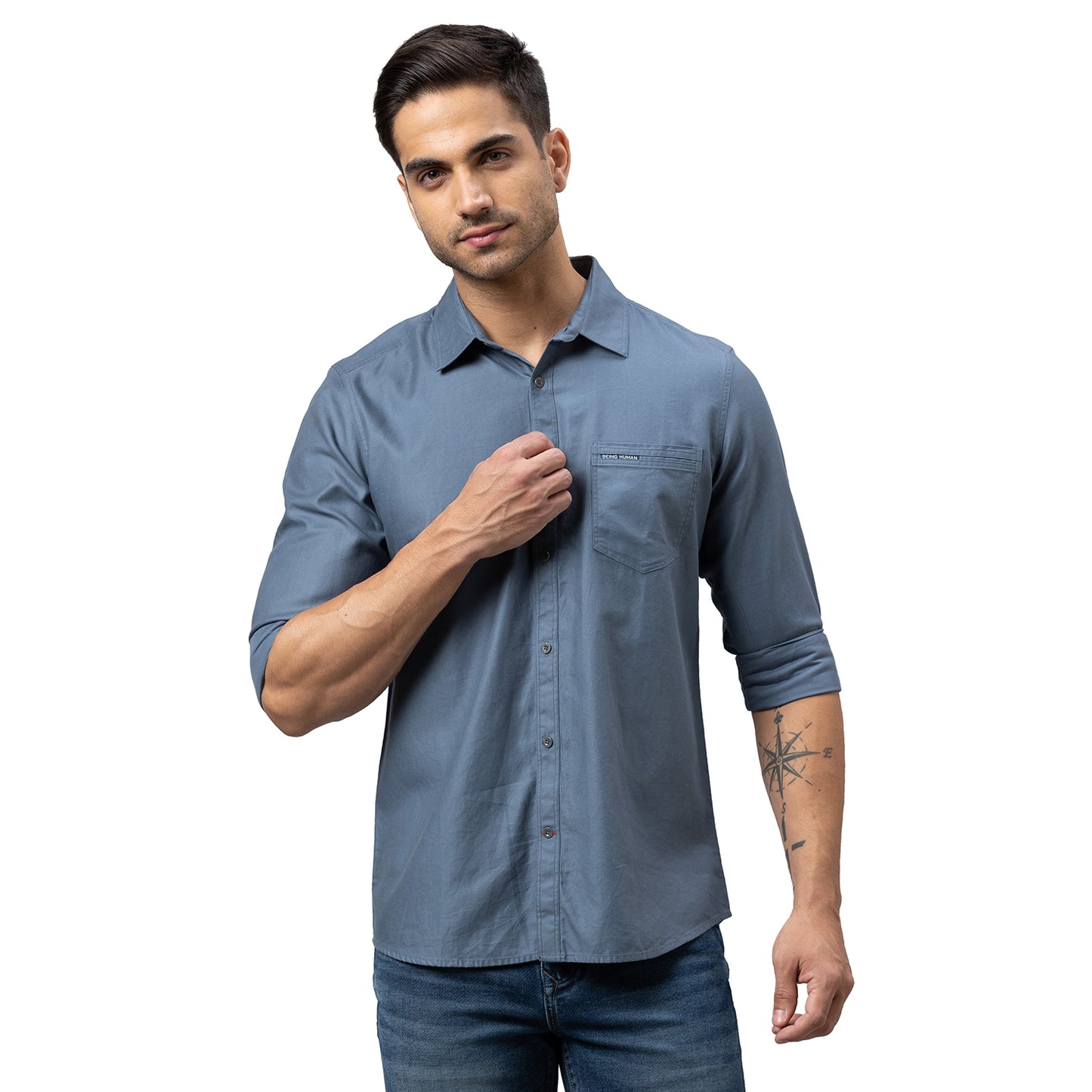Being Human Mens Slim Fit Shirts - Grey