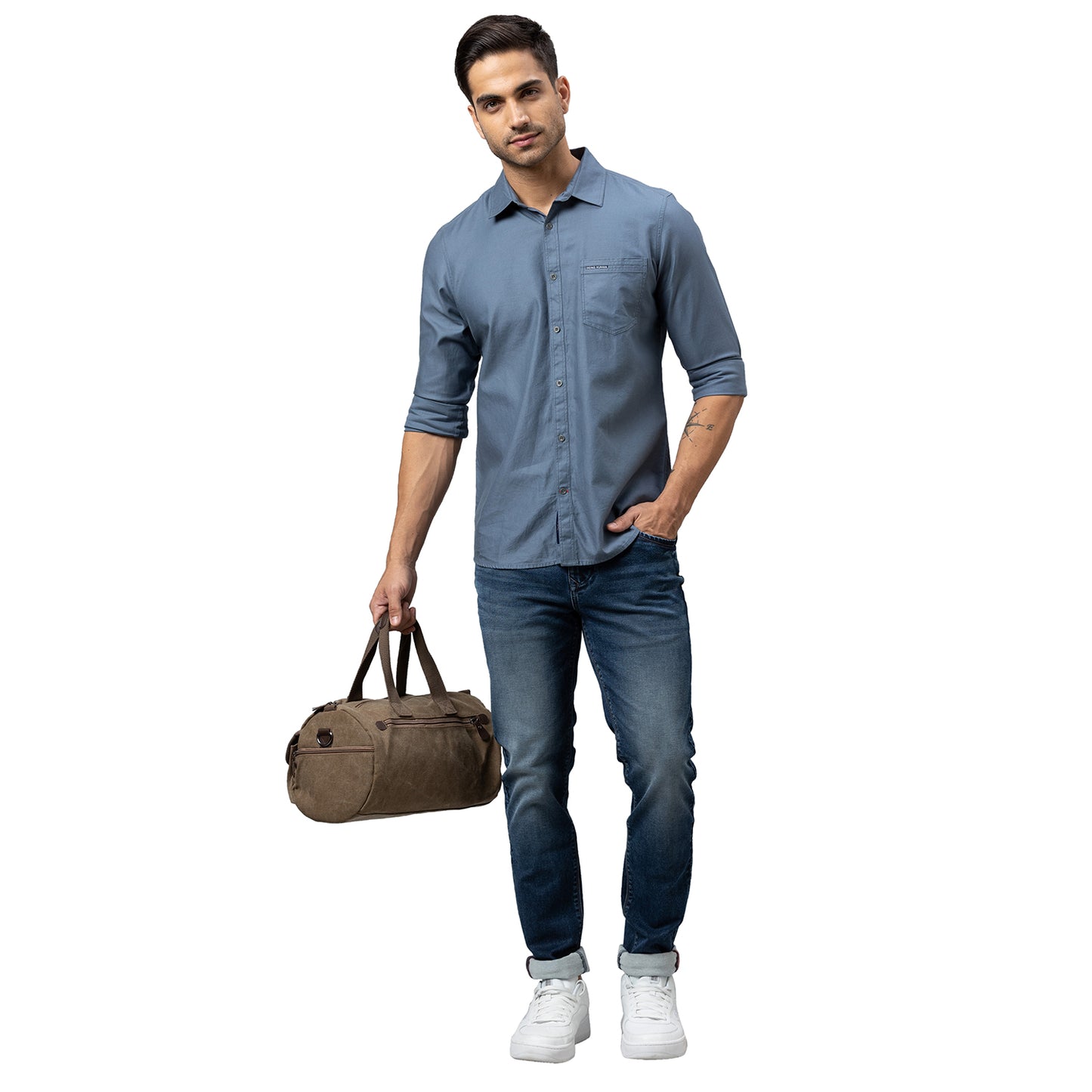 Being Human Mens Slim Fit Shirts - Grey