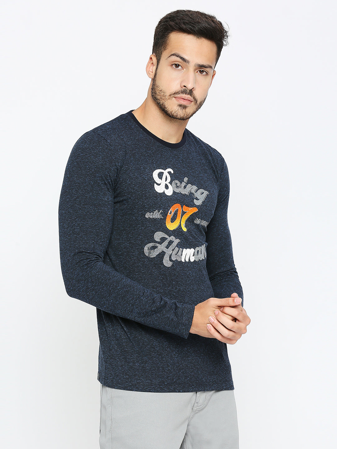 Being Human Mens Slim Fit Crew Neck - Blue
