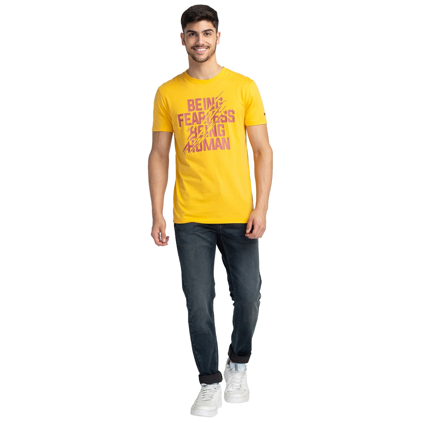 Being Human Mens Crew Neck T-Shirt - Daffodil